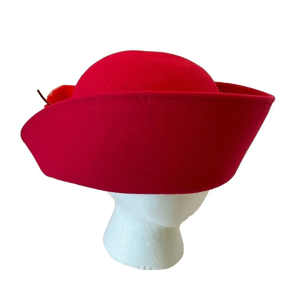 Geo W. Bollman & Co. Womens High Rim Derby Hat OS‎ Pink 100% Wool Floral Hat Pin